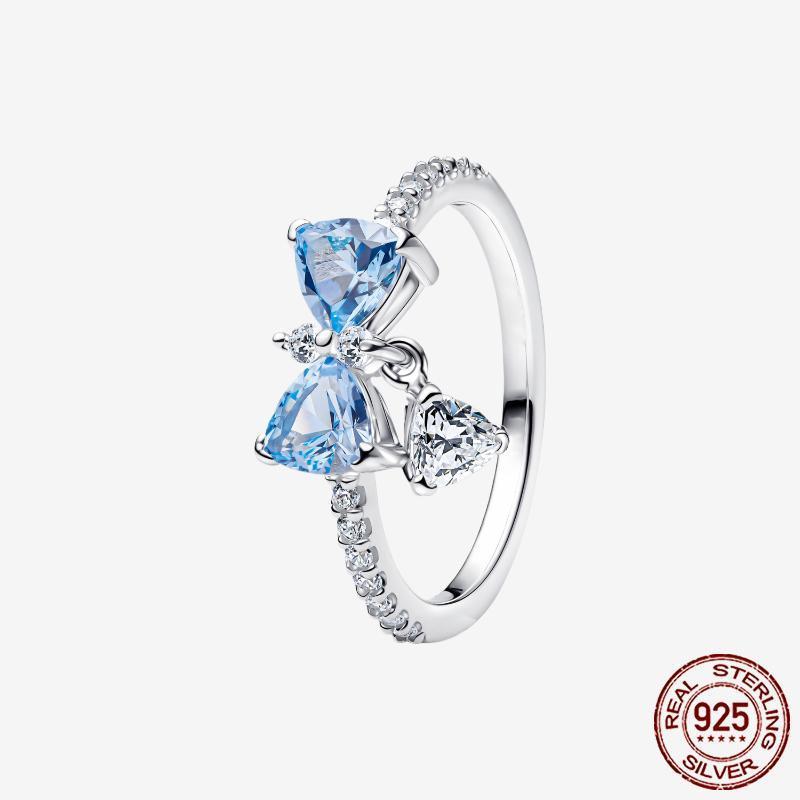 925 Sterling Silver Open Ring Style  Paved Heart Butterfly Flower Colorful Gemstone Ring For Women Daily Wear Jewelry Gift 2026