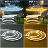 Solar Powered Neon Strip DC 24V IP67 Waterproof Warm/Cold White Flexible Ribbon Rope LED Light Outdoor Garden Decor Lamp
