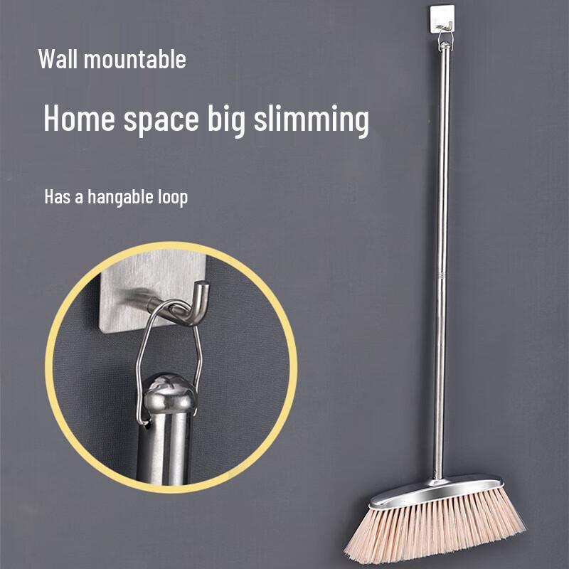 Upgraded Stainless Steel Broom and Dustpan Set with Wear-Resistant, Thickened Handle and Integrated Scooping Bucket