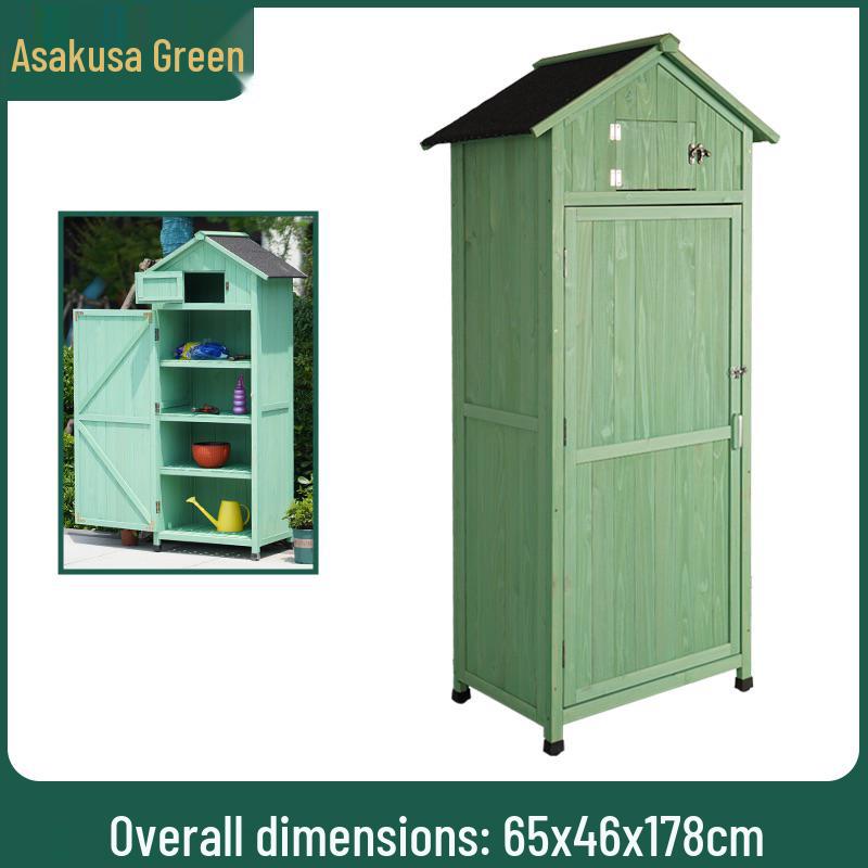Waterproof Outdoor Wooden Storage Cabinet for Garden Tools - Anti-Corrosion and Sun Protection, Ideal for Courtyard and Balcony Use.