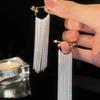 Charm Sparkling Galaxy Falls Long Tassel Drop Dangle Earrings for Women Exaggerate Stainless Steel Chain Hoop Earring Jewelry