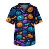 Men's Short Sleeve V-Neck Halloween Print Chest Pocket Care Top