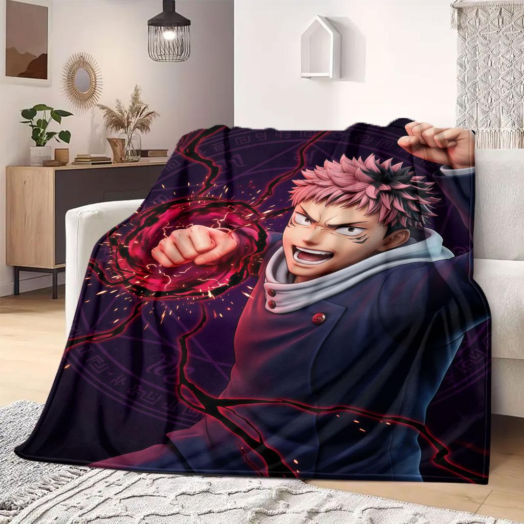 Jujutsu Kaisen Unique Anime Print Flannel Blanket, Warm Bedding for Chairs and Beds, Lightweight Travel and Outdoor Blanket_LIAN