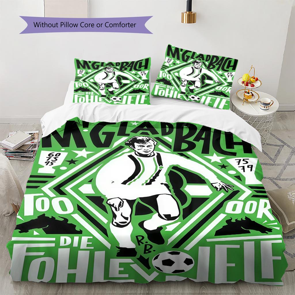 Borussia Pattern Bedding Quilt Set Quilt Cover Pillowcase Home Decoration Birthday Gift (1 * duvet cover + 2 * pillowcase, without core)
