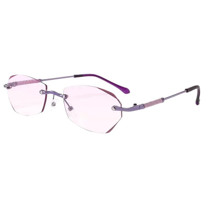 Damen Ultraleichte Brille mit Diamantenbesatz, randlos, Blaulichtfilter - Modisch für Mittelalte und Ältere