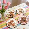Healing Highland Calf Pattern Gifts Cow Cork Coasters, Cute Floral Farmhouse Drink Mats with Protective Furniture for Office Non-Slip Base,