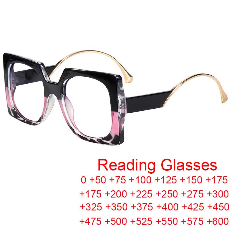 Fashion Oversized Square Reading Glasses Women Men Plastic Presbyopia Glasses Big Frame Anti Blue Light Eyeglasses UV400