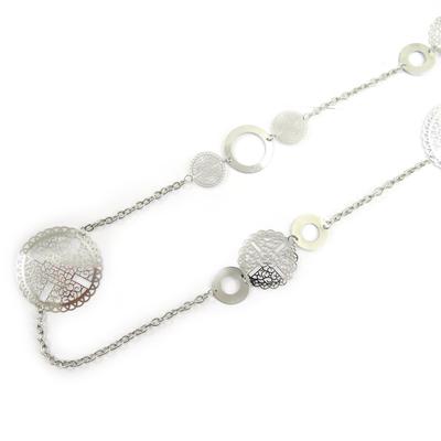 [L5613] - Silver Designer Necklace 'Carmen' - 100 Cm - 45 Mm