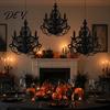 Dark Decor for Home 3D Candlestick Chandelier Ceiling Ornament, Gothic Halloween Glitter Matte Black Holiday Hanging Decoration Party, Ceiling, Three