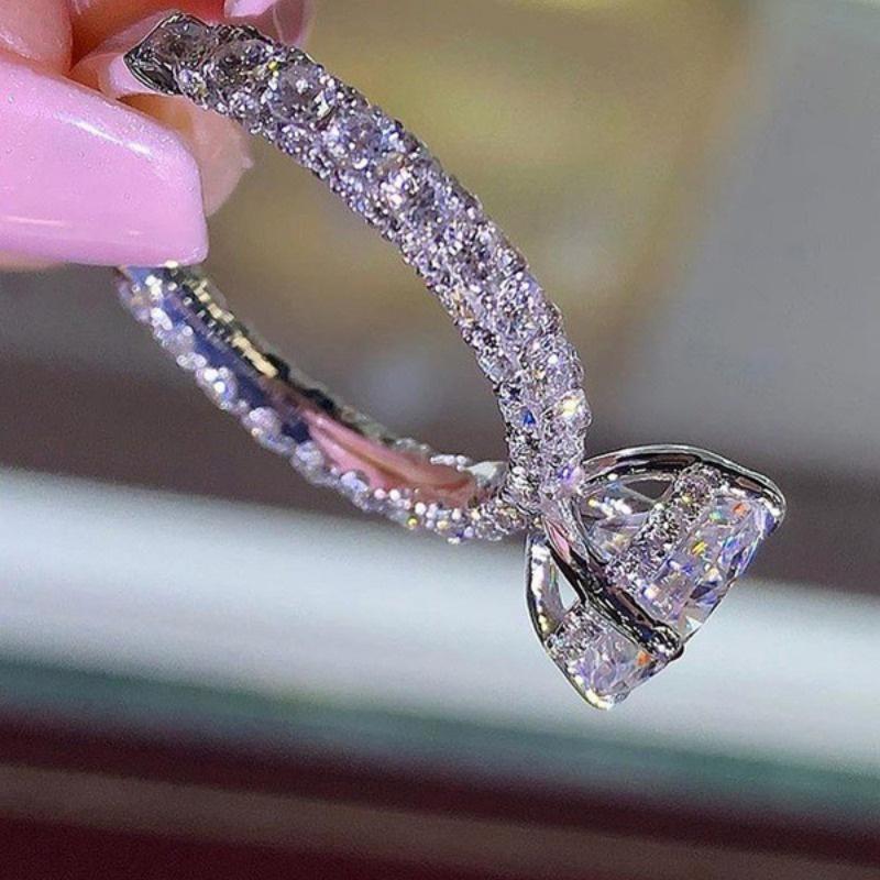 1pc Fashionable Glitter Synthetic Zircon Round and Oval Fashion Ring, Suitable for Daily Wear