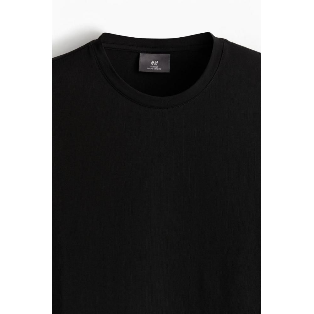 H M sliM FiT piMa CoTTon T sHirT Black