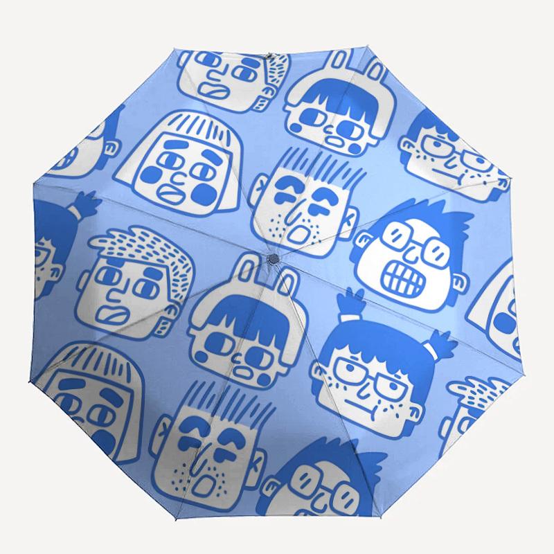 

1pc Cartoon Faces Heads Automatic Open/close Umbrella, 8-Rib sturdy structure, Auto Folding/Opening, Portable Travel Umbrella for Women, Parties007