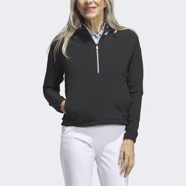 Adidas Ultimate365 Tour Wind.Rdy Fleece Hoodie Solid Logo Hooded Long Sleeve Jacket Women Jacket Black IK7189