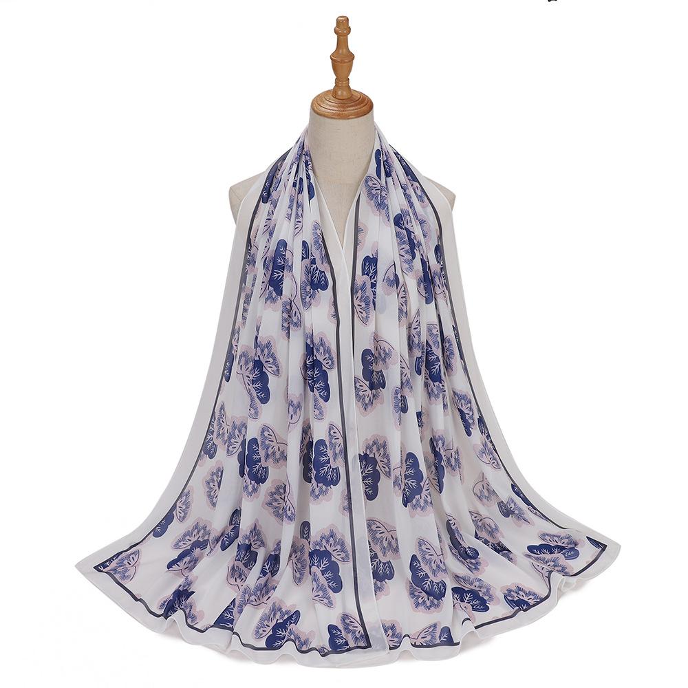 New Designs Printed Hijab Chiffon Scarfs For Women Scarves Muslim Fashion Turbans Malaysian Muslim Hijabs Wraps Ramadan Turban