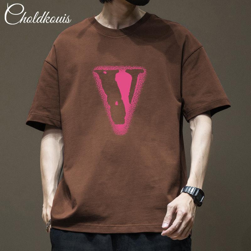 Trendy Brand Heavy-duty Pure Cotton Short Sleeved T-shirt for Men's Summer New Style Trendy Loose Half Sleeved Men's Round Neck Top