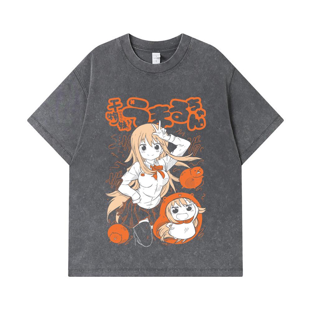 275 GSM Washed T-shirts 100% Cotton Himouto Umaru chan V1 Print Unisex Heavy Cotton T Shirt