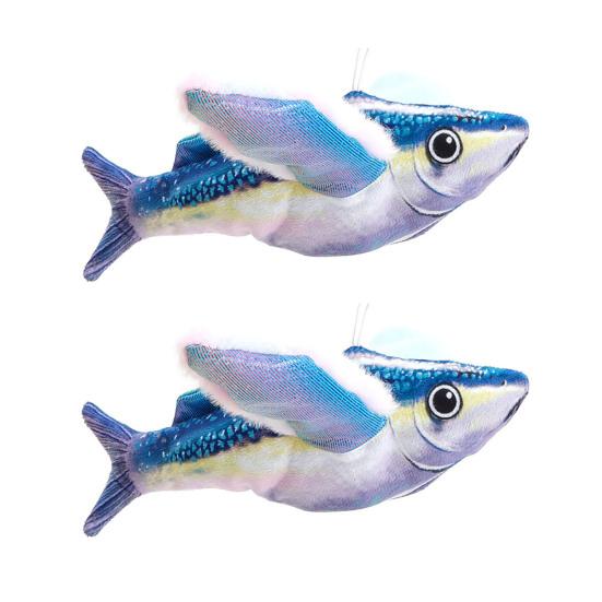 Yousheng 1Pc/2Pcs Interactive Flapping Wings Fish Cat Toy Electric Touch Activated Plush Fish with Sound Rechargeable Chirping Toy for Indoor Cats
