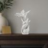 3D Printed Lily Flower Sculpture, Modern Intertwined White Floral Art, Unique Wedding Anniversary Gift for Couple, Elegant Home Decor for Living Room,