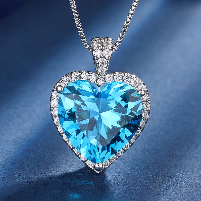 Jewelry Copper Bottom Gold-Plated Simulation Color Treasure Heart-Shaped Pendant Earrings Versatile Set Women 15 * 15-9 * 9