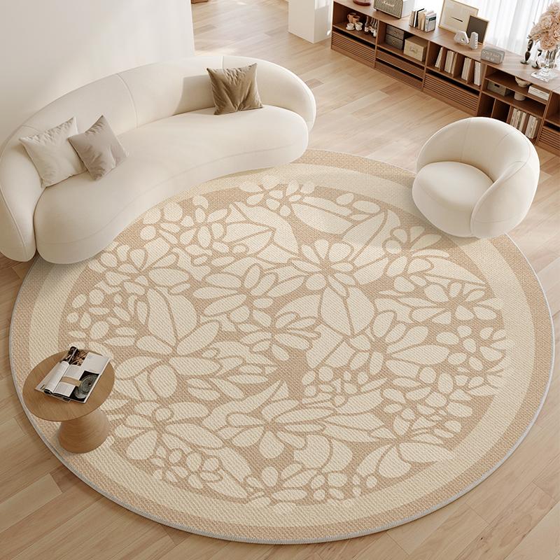 Minimalist Living Room Decoration Round Carpet Large Area Anti-slip Lounge Rug French Style Rugs for Bedroom Thick Washable Mat
