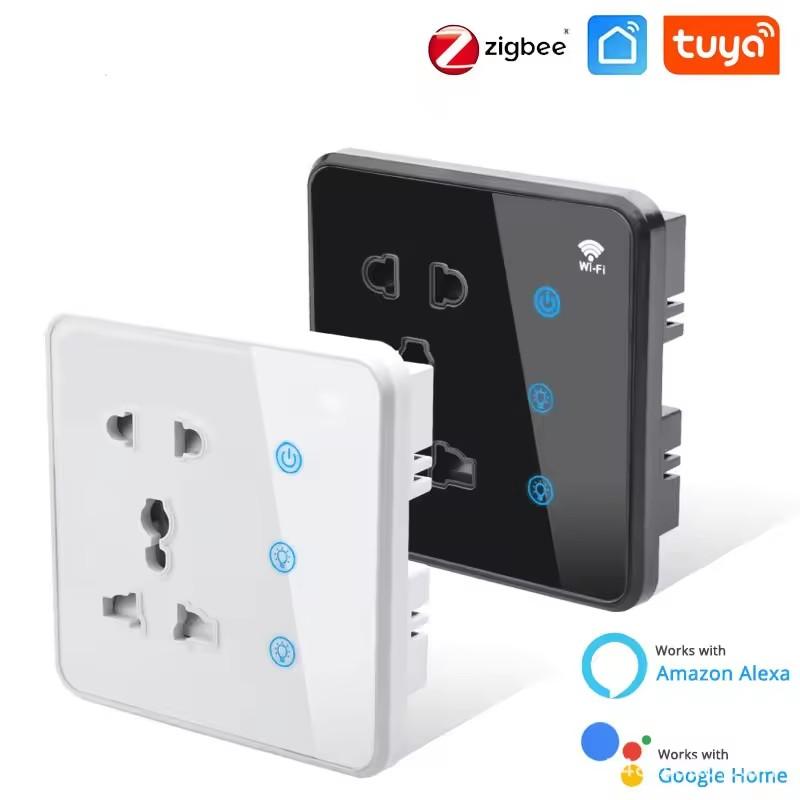 Tuya/Zigbee Smart Touch Switch US EU and UK Smart Home Multi-function Wifi Wall Socket