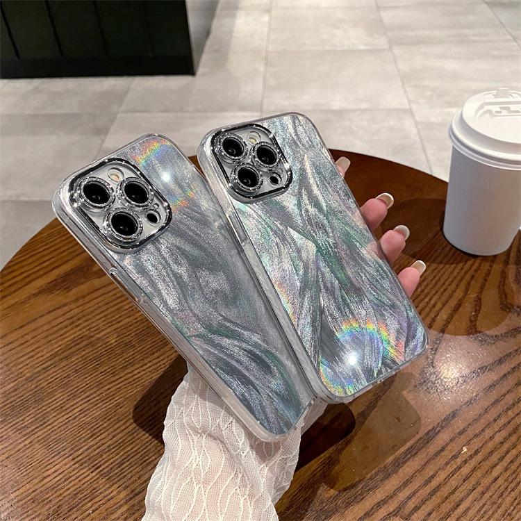 Feather Yarn Suitable for Apple 16PRO Full-inclusive Lens Film Mobile Phone Case Iphone12/14 Simple Hard Protection Case