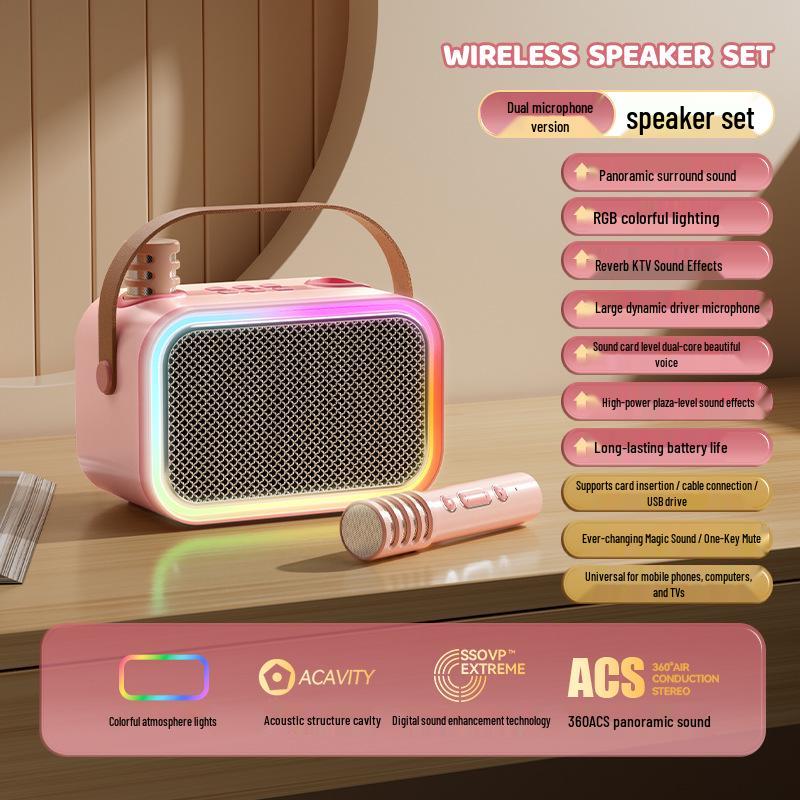 Karaoke Bluetooth Speaker with Microphone Set and Built-in Sound Card TAS2808