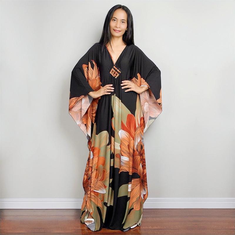 2022 Print Cover-ups Sexy Hand weben Tiefem V-ausschnitt Sommer Strand Kleid Tunika Kaftan Frauen Bademode Badeanzug Cover Up robe de plage Q1289