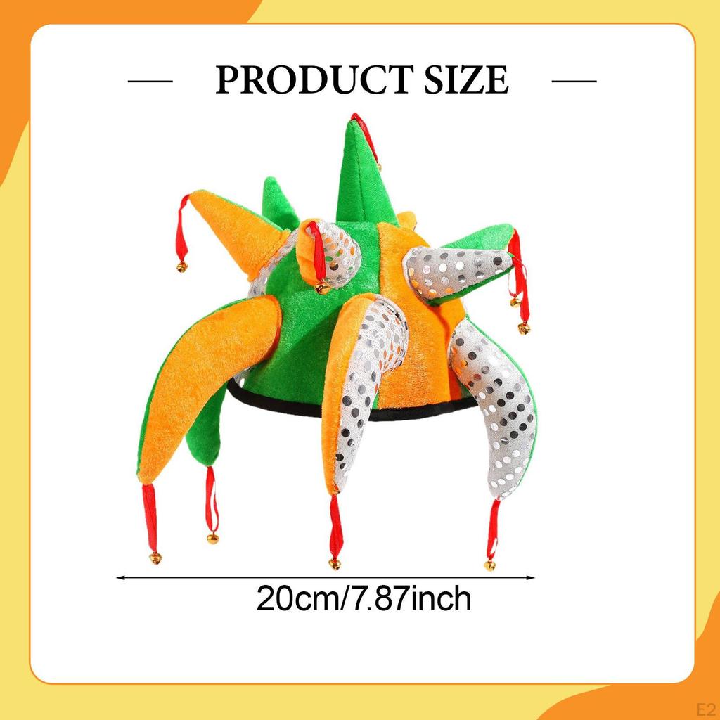 Court Hat Headwear with Bells Costume Accessory for Mardi Gras Masquerade