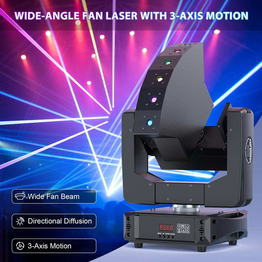 New Arrival 6 Eyes Rgb Laser Moving Head Light Infinite Rotation Fan Shaped Dmx512 for Bar Club Wedding Party Stage Effect Light