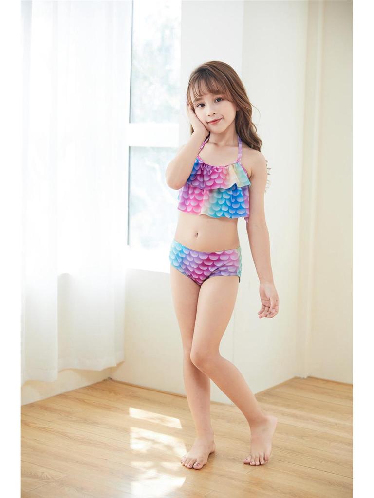 Mermaid Princess Swimsuit 3-Piece Set for Girls with Fishtail and Bikini