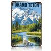 Grand Teton National Park Metal Poster Tin Sign Wall Art Home Decor Customizable Metal Signs for Home Decoration Bar Accessories