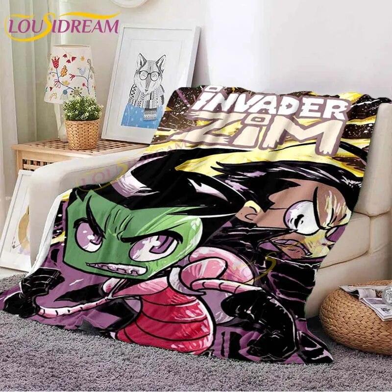 

Invader ZIM Blanket Classic Alien Print Blanket Cartoon Throw Flannel Blanket Blanket for Gift All Seasons