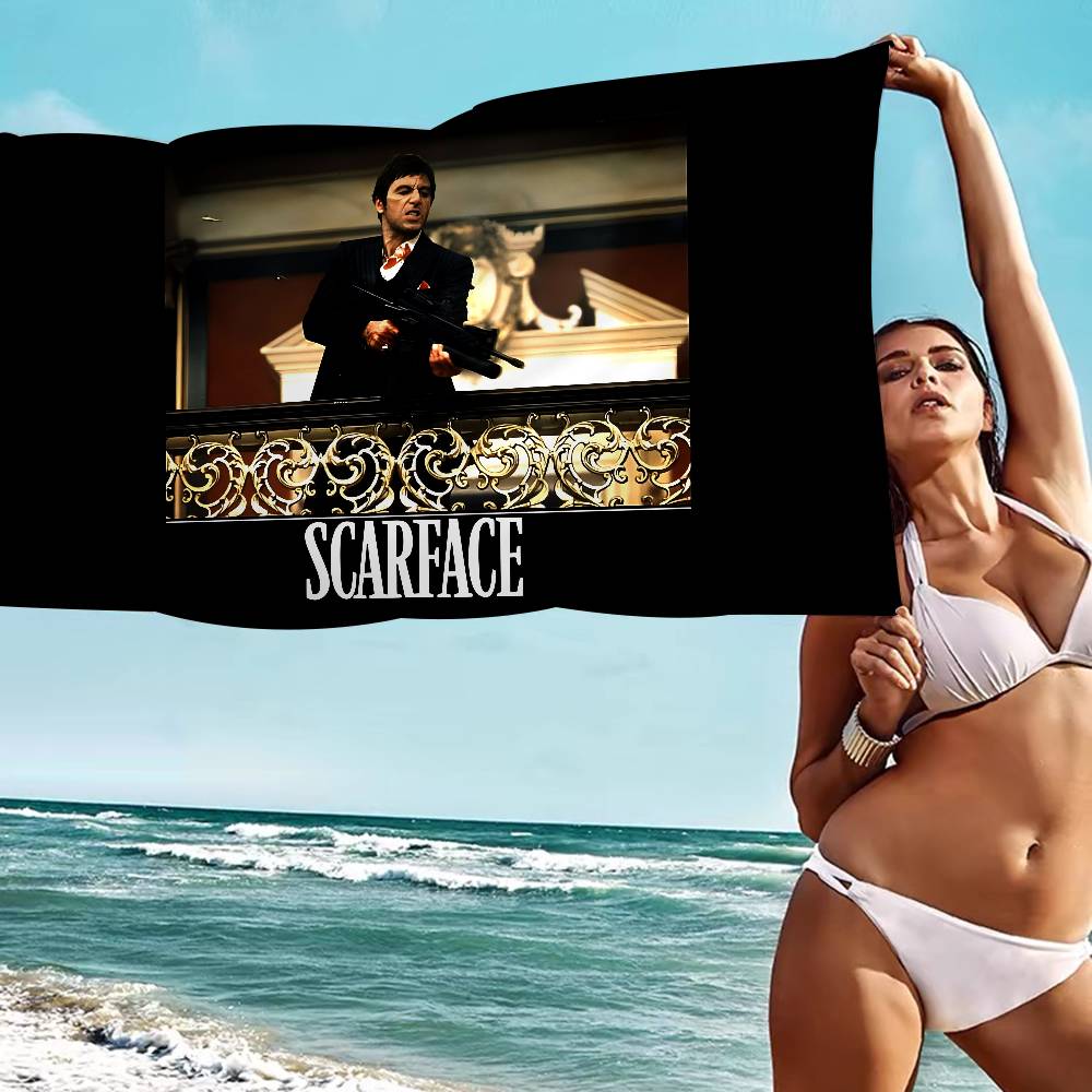 Retro S-Scarface Bath Towel Microfiber Soft Water Absorbing Breathable For Girl Kids Decorative Cartoon Beach Towel