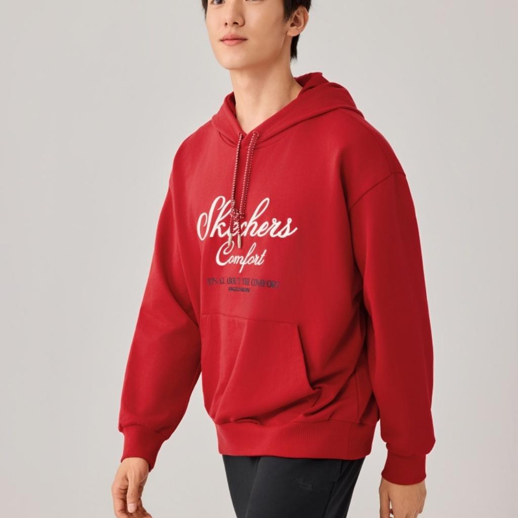 Skechers Soft Skin-Friendly Comfortable Hooded Casual Sweatshirt Unisex Sweatshirt Pale-Red L126U020-03LC
