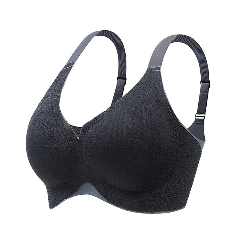 

Безшовний повсякденний бюстгальтер для жінок, двоколірний мереживний бюстгальтер з тисненням, бездротовий W, підтримує бюстгальтер для сну, бюстгальтер до M чорний