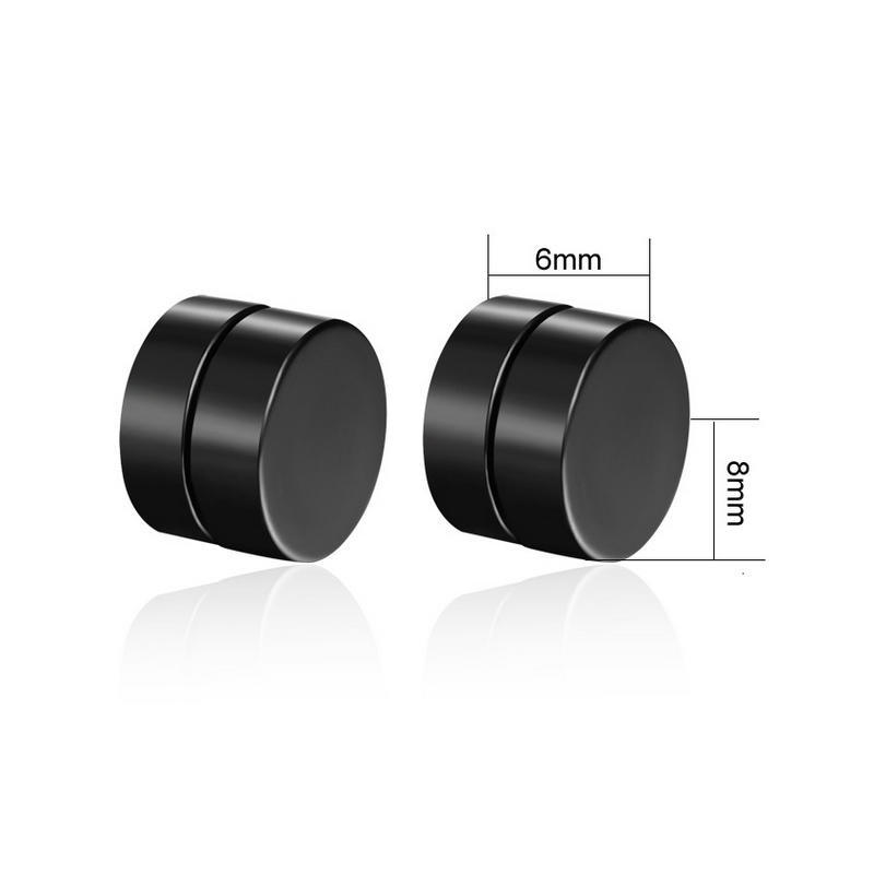 2 Pair Fashion Korean Men Clip Earrings Titanium Steel Magnet Man Magnetic Round Earring Jewelry Accessories Gifts