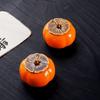 Auspicious Persimmon Ceramic Tea Caddy