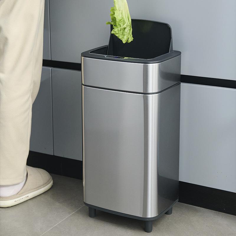 2025 High-End Light Luxury Smart Sensor Trash Can, Stainless Steel with Lid for Kitchen, Bedroom, or Living Room.