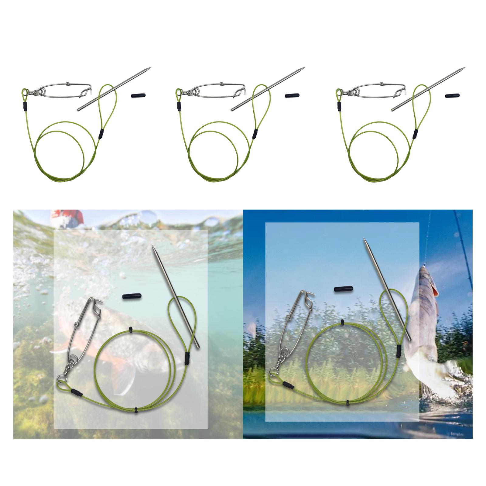 Fish Stringer Fish Holder Portable Sturdy Fishing Stringer Rust Resistant Easy to Use with Shark Clip for Halibut Yellowtail 80cm