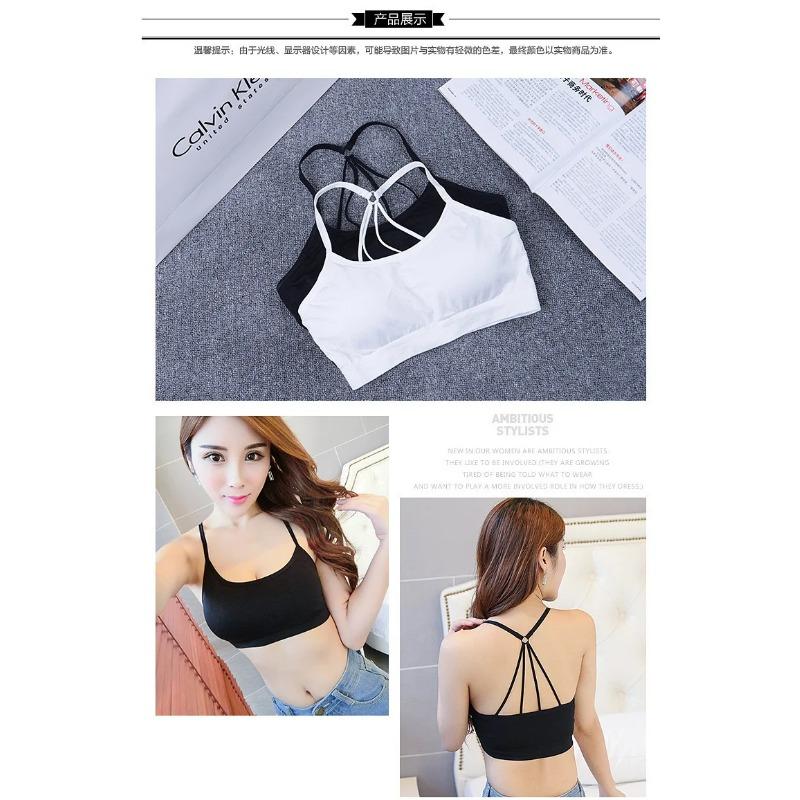 Women's Solid Color Corset Style Tank Top Sports Bra with Beauty Back Design