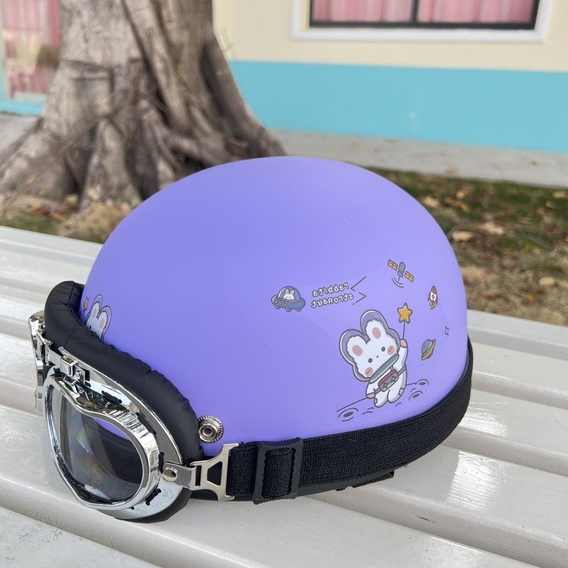 Electric Battery Car Helmet Gray Man Lady Retro Summer Sunshade Sunscreen Half Helmet Cute Summer Hard Hat Full Helmet