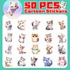 50 Watercolor Cat Stickers Cute Cartoon Animal Cat Head Watercolor Cat Stickers
