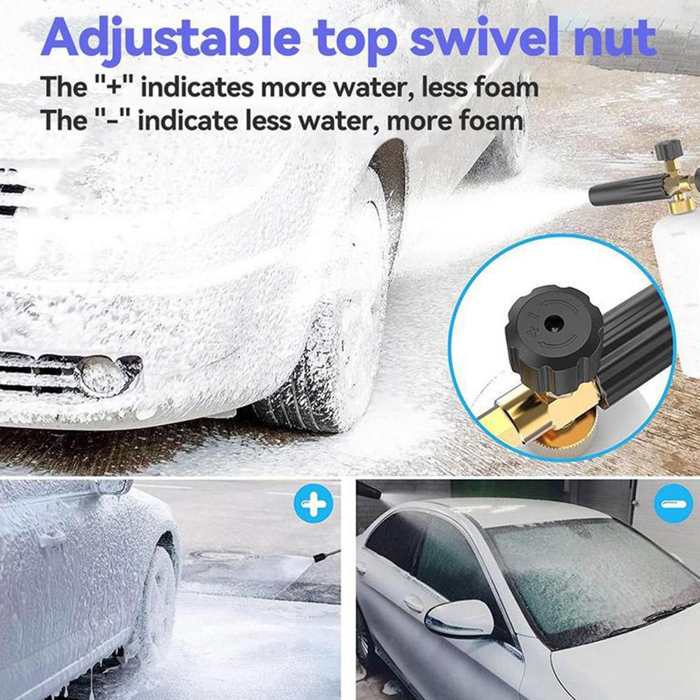 Universelles Autowasch-Wasserpistolen-Schaumtopf-Set Hochdruck-Reinigungszubehör 1L Schaumkanone 7 Metall-Düsen Autowaschpistole Einstellbar