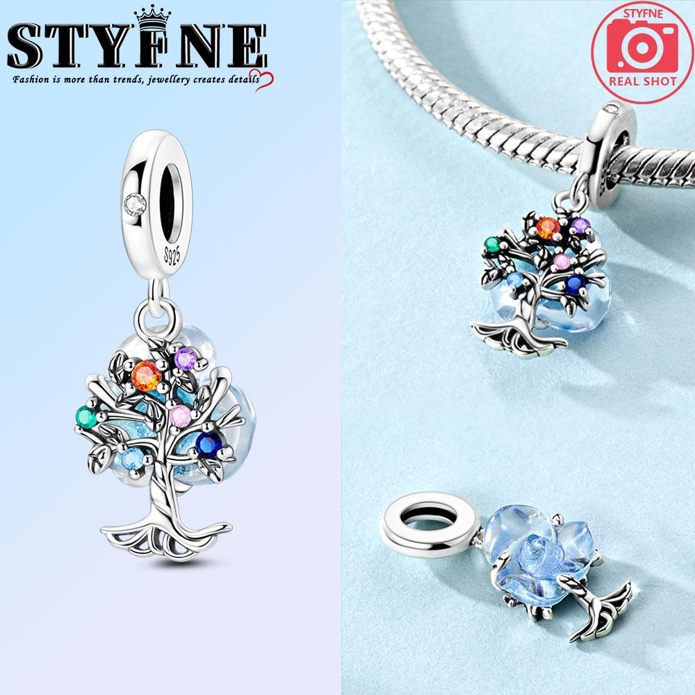 100% Real Copper Original Pink Wings Heart Key Charms Colorful Tree Of Life Bead Fit Bracelet Diy Jewelry Gift