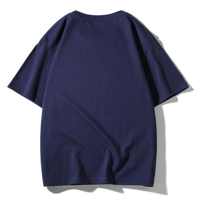 Summer Men's and Women's New Printed Pure Cotton Round Neck T-shirt Shoulder Down Style T-shirt