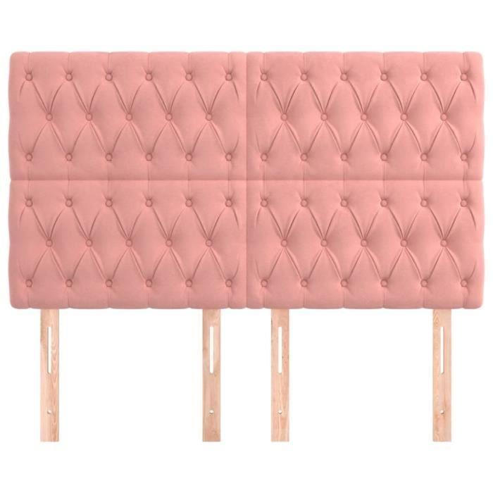 3116721 vidaXL Têtes de lit 4 pcs Rose 72x7x78-88 cm Velours