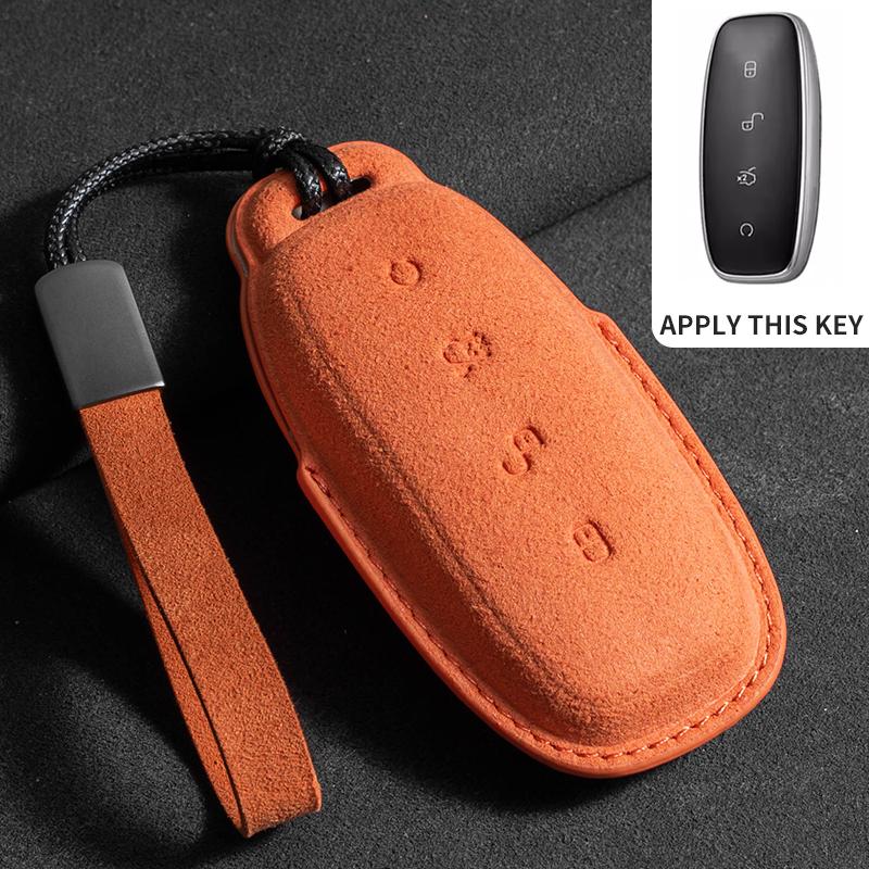 Suede Car Key Case Cover For Denza D9 Dm-I Car Key Protective Shell Accessories