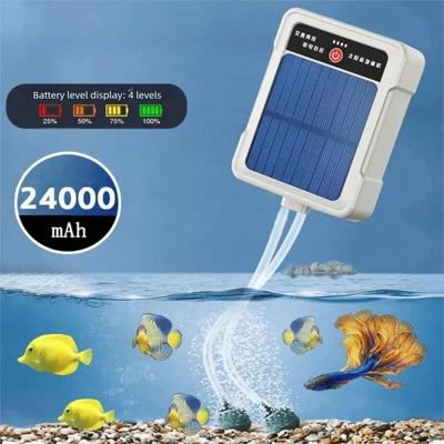 New Solar Oxygen Pump USB Rechargeable High Power Ultra-Quiet Fish Tank Aerator Outdoor Fishing and Fish Farming Oxygenator Outdoor Fishing