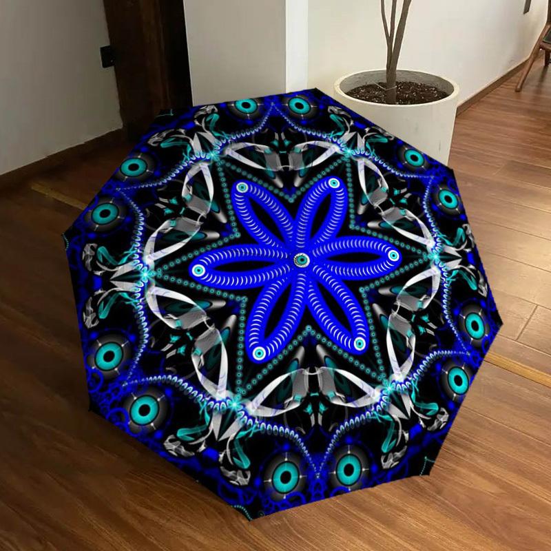 

1pc Mandala Pattern Automatic Open/Close Umbrella, Halloween & Gifts - Ideal for Daily, Formal, Party Use, Durable Canopy yy251011010